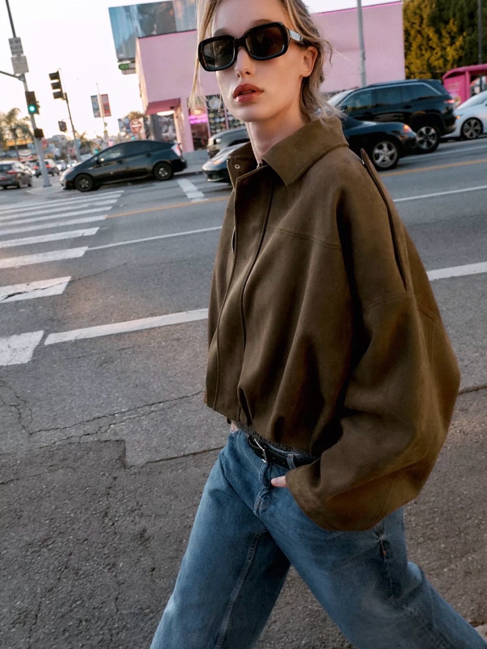 Zara Cropped Brown Suede Jacket - Picture 2 of 3